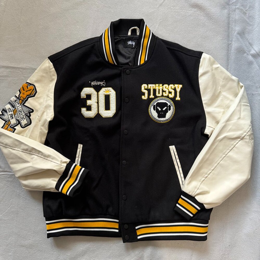 Stussy Goldie Metalheadz 30 Varsity Jacket Black - Picture 1 of 11